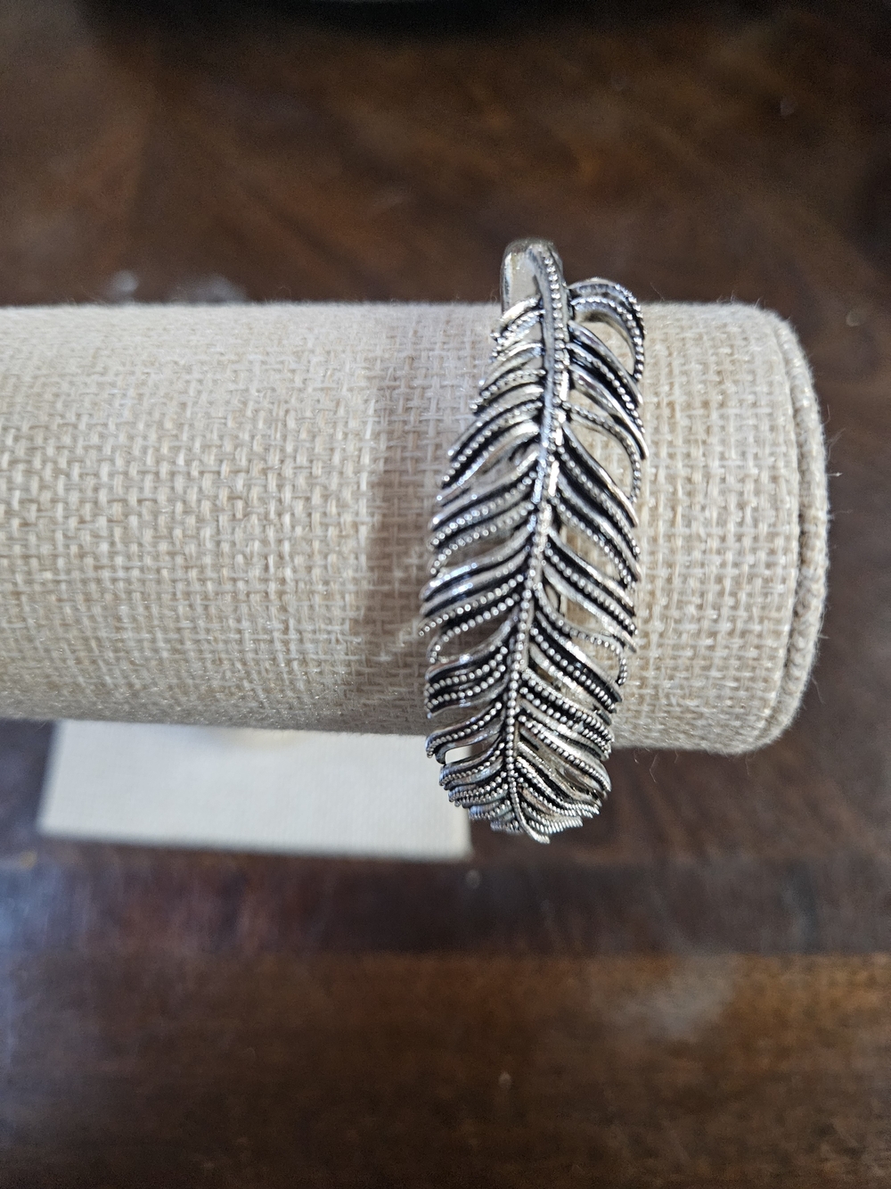 Source Unknown Silver Feather Cuff Bracelet